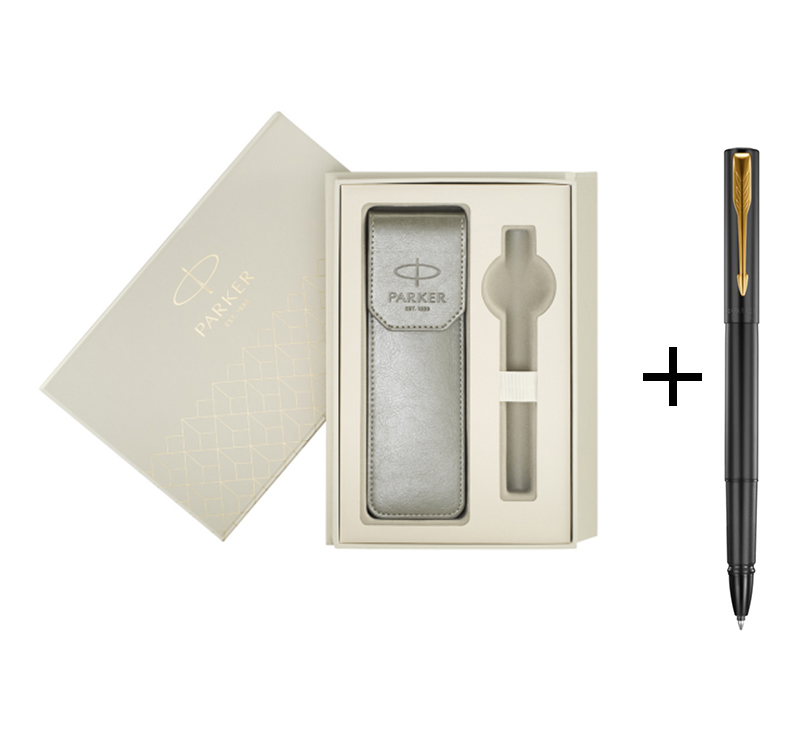 派克威雅XL经典黑金夹宝珠笔+笔袋礼盒套装